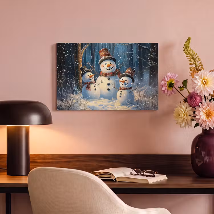 Canvas schilderij - Sneeuwpop - Sneeuw - Winter - Bos — 6