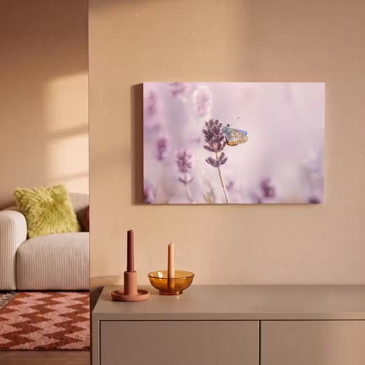 Canvas schilderij - Lavendel - Vlinder - Close-up - Paars — 2