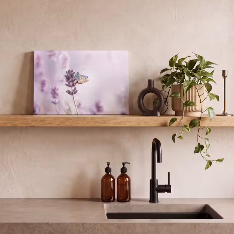 Canvas schilderij - Lavendel - Vlinder - Close-up - Paars — 4