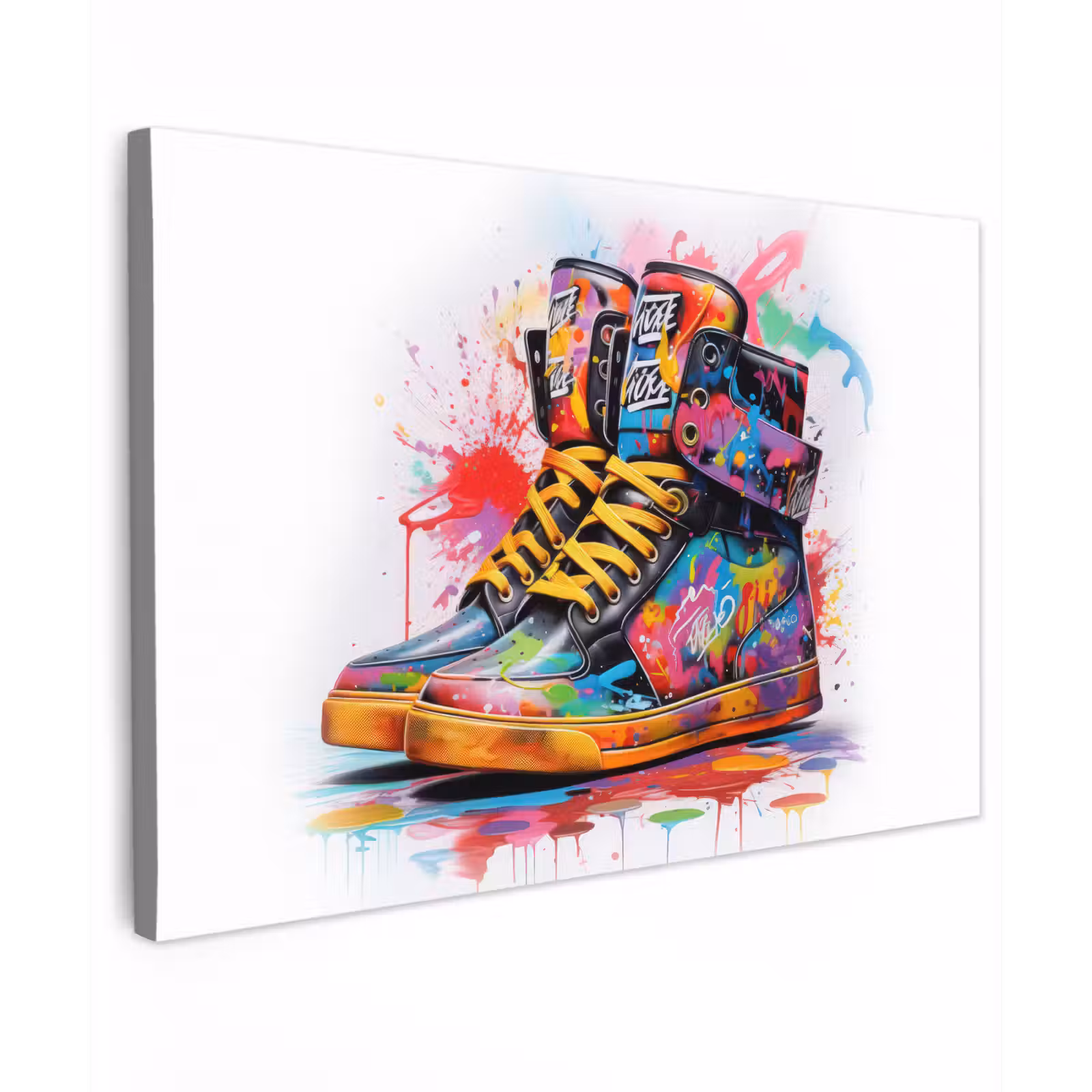 Canvas schilderij - Schoenen - Graffiti - Wit - Kleuren — 1