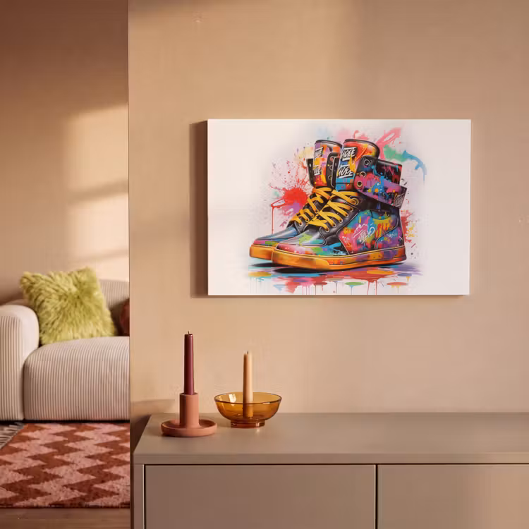 Canvas schilderij - Schoenen - Graffiti - Wit - Kleuren — 2