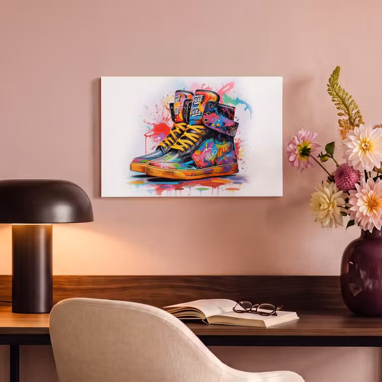 Canvas schilderij - Schoenen - Graffiti - Wit - Kleuren — 6