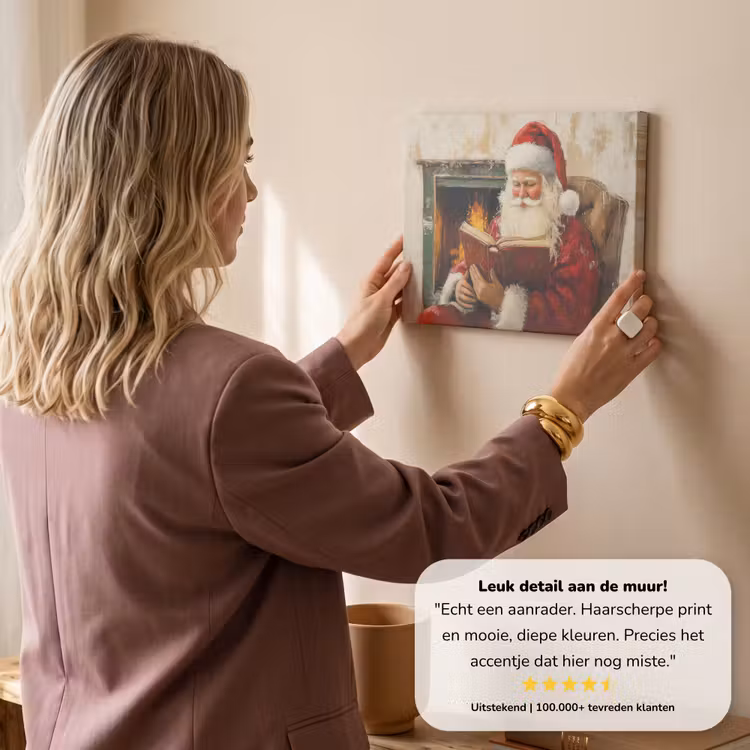 Canvas schilderij - Kerst - Kerstman - Winter - Open Haard — 3