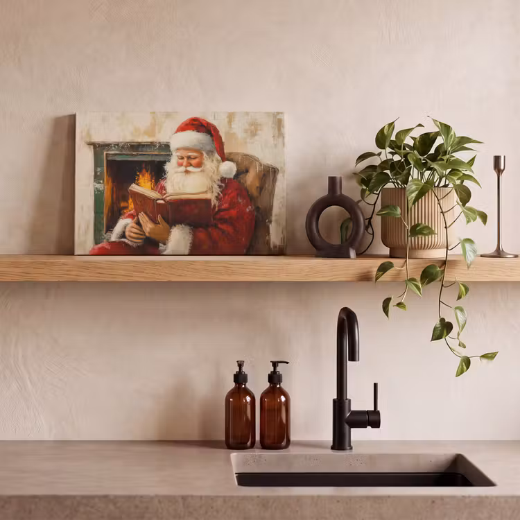 Canvas schilderij - Kerst - Kerstman - Winter - Open Haard — 4