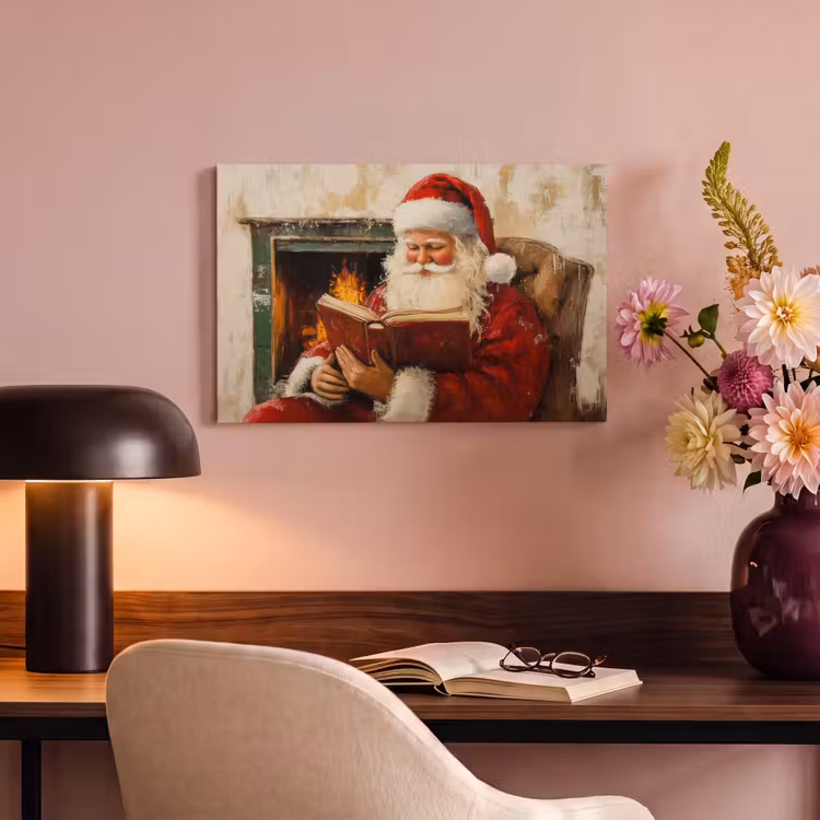 Canvas schilderij - Kerst - Kerstman - Winter - Open Haard — 6
