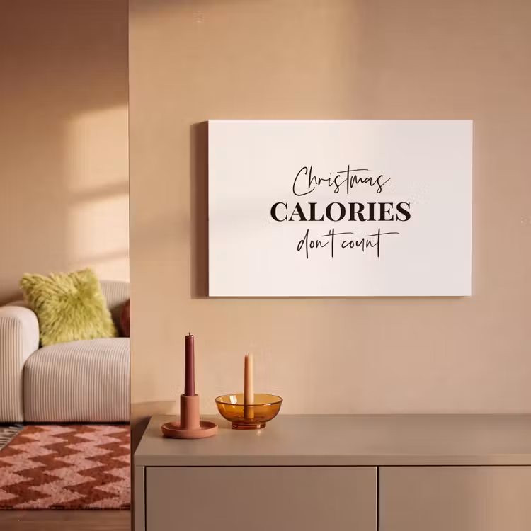 Canvas schilderij - Kerst quote - Winter - Christmas calories - Wit — 2