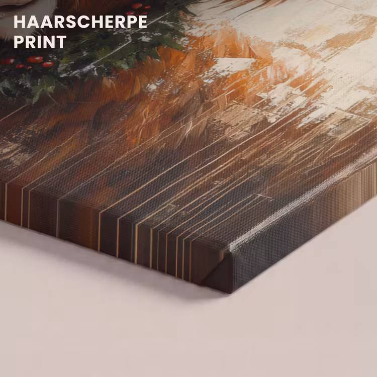 Canvas schilderij - Kerst - Schotse Hooglander - Bruin - Krans — 5