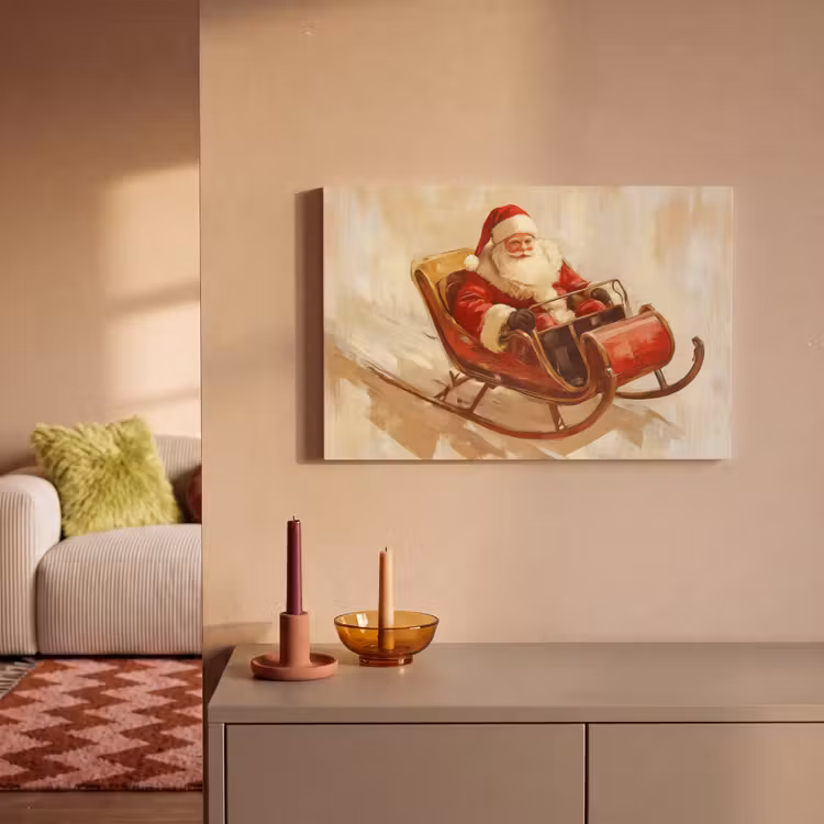 Canvas schilderij - Kerst - Slee - Kerstman — 2