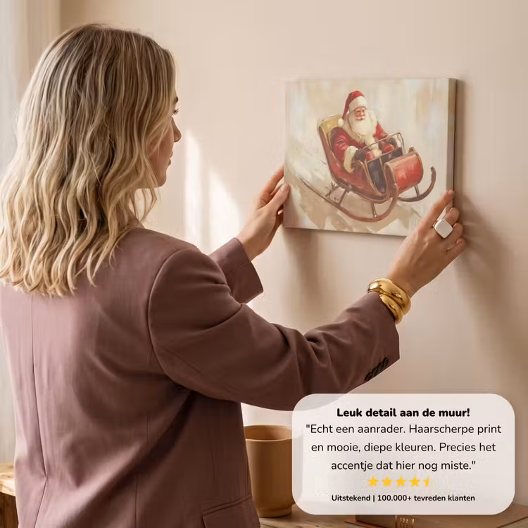 Canvas schilderij - Kerst - Slee - Kerstman — 3