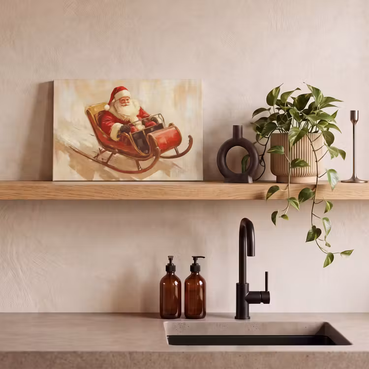 Canvas schilderij - Kerst - Slee - Kerstman — 4