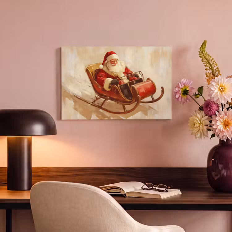 Canvas schilderij - Kerst - Slee - Kerstman — 6