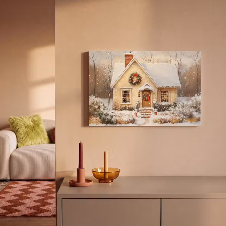 Canvas schilderij - Kerst - Huis - Winter - Sneeuw — 2