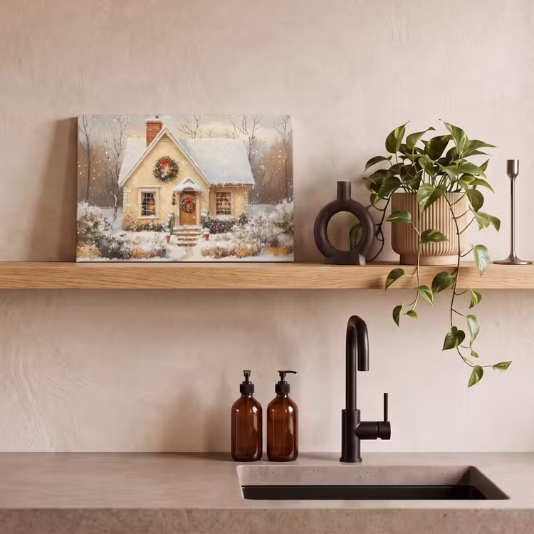 Canvas schilderij - Kerst - Huis - Winter - Sneeuw — 4
