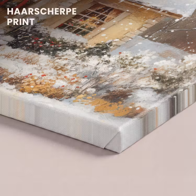 Canvas schilderij - Kerst - Huis - Winter - Sneeuw — 5