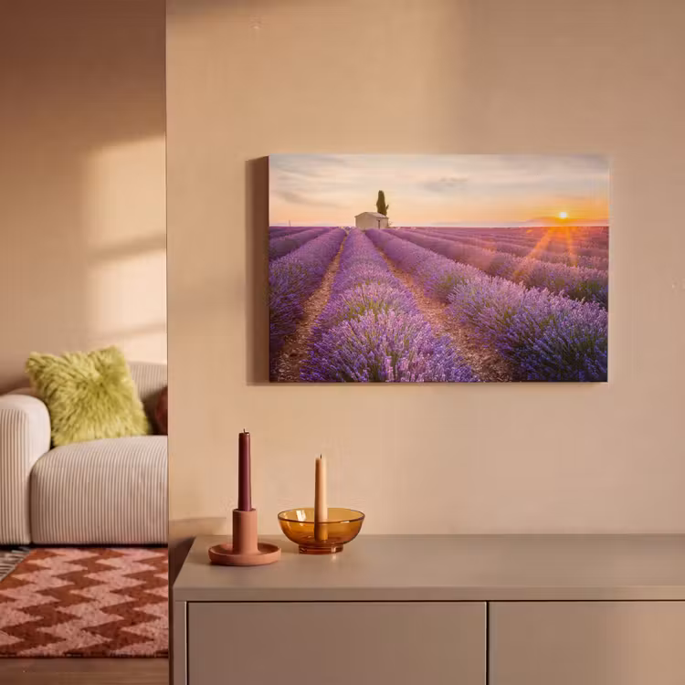 Canvas schilderij - Lavendel - Zonsondergang - Bloemen - Paars — 2