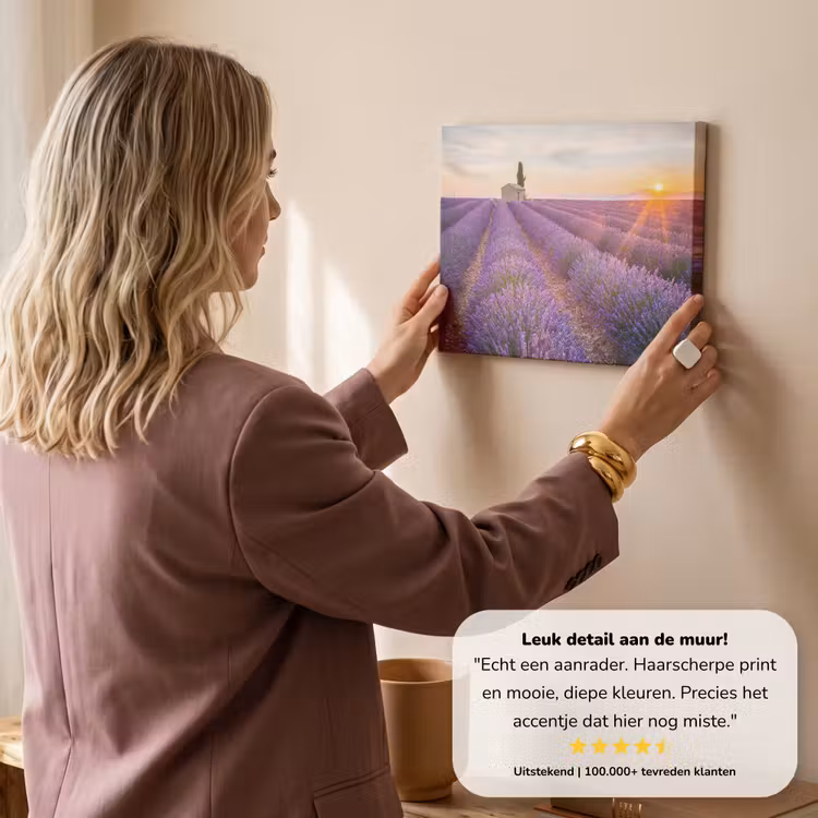 Canvas schilderij - Lavendel - Zonsondergang - Bloemen - Paars — 3