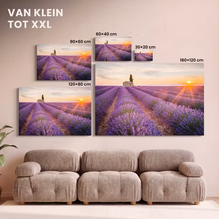 Canvas schilderij - Lavendel - Zonsondergang - Bloemen - Paars — 8
