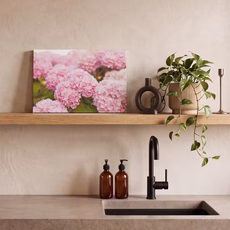Canvas schilderij - Struik - Bloemen - Roze - Hortensia — 4