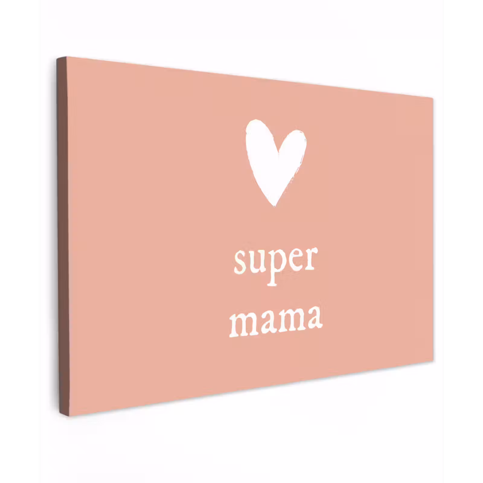 Canvas schilderij - Presentje voor Moederdag super mama lichtroze/wit — 1