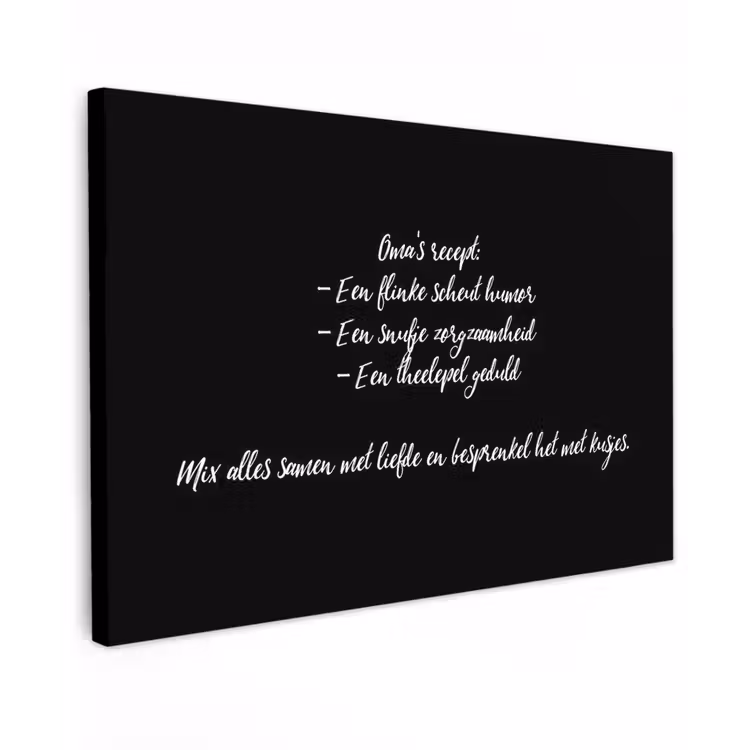 Canvas schilderij - Oma's recept - Koken - Quotes - Spreuken - Oma — 1