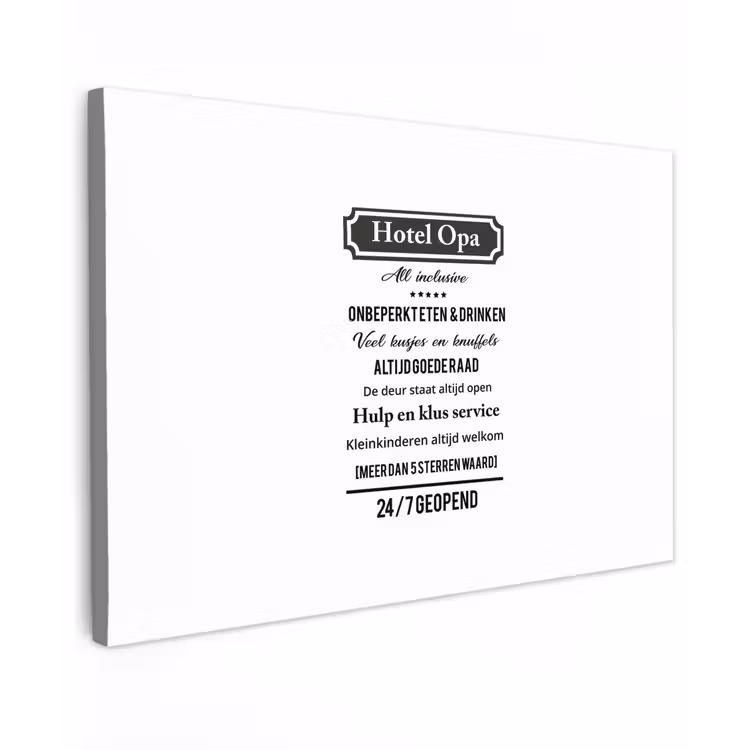 Canvas schilderij - Quotes - Hotel opa - Spreuken - Opa — 1