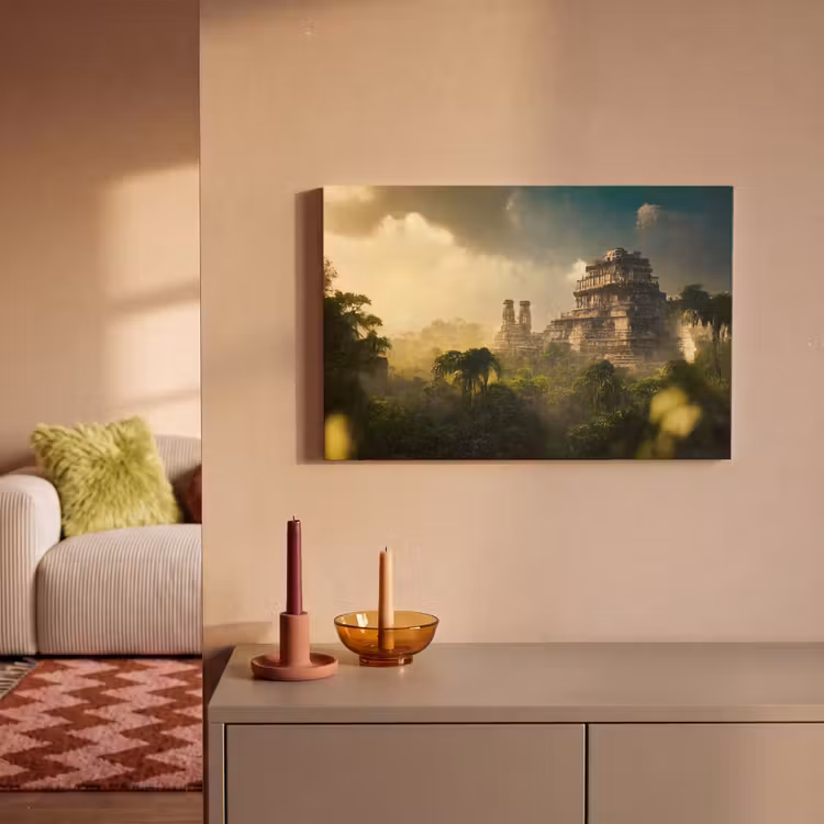 Canvas schilderij - Tempel - Jungle - wolken - Lucht - Natuur — 2