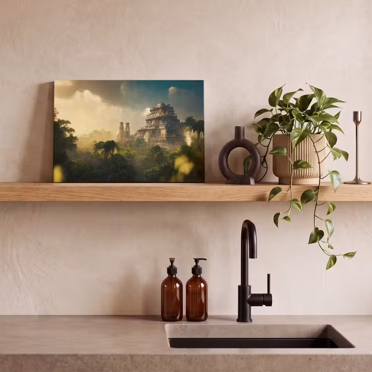 Canvas schilderij - Tempel - Jungle - wolken - Lucht - Natuur — 4
