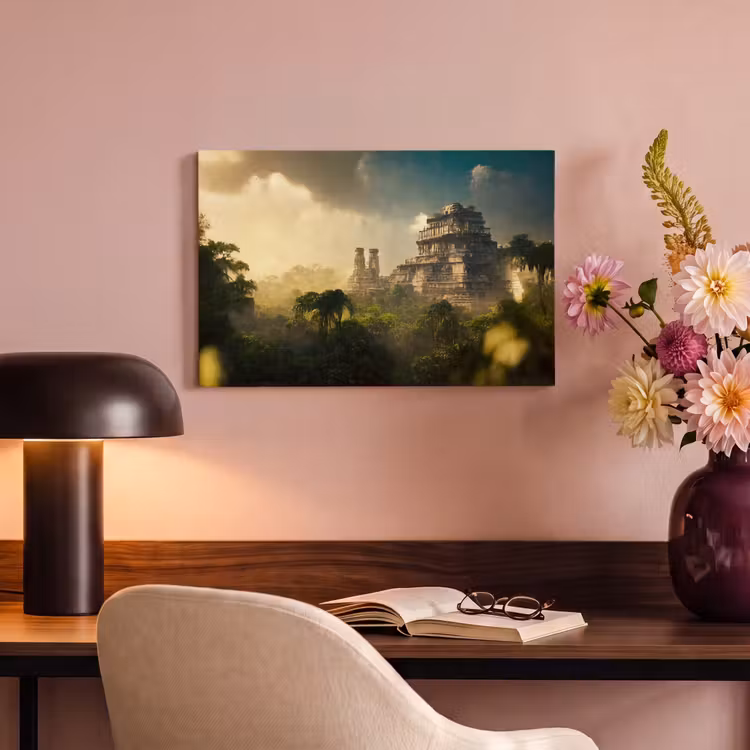 Canvas schilderij - Tempel - Jungle - wolken - Lucht - Natuur — 6