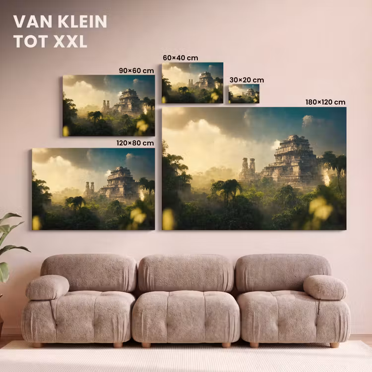 Canvas schilderij - Tempel - Jungle - wolken - Lucht - Natuur — 8