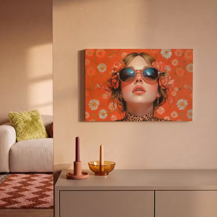 Canvas schilderij - Vrouw - Kleurrijk - Dierenprint - Bloemen — 2
