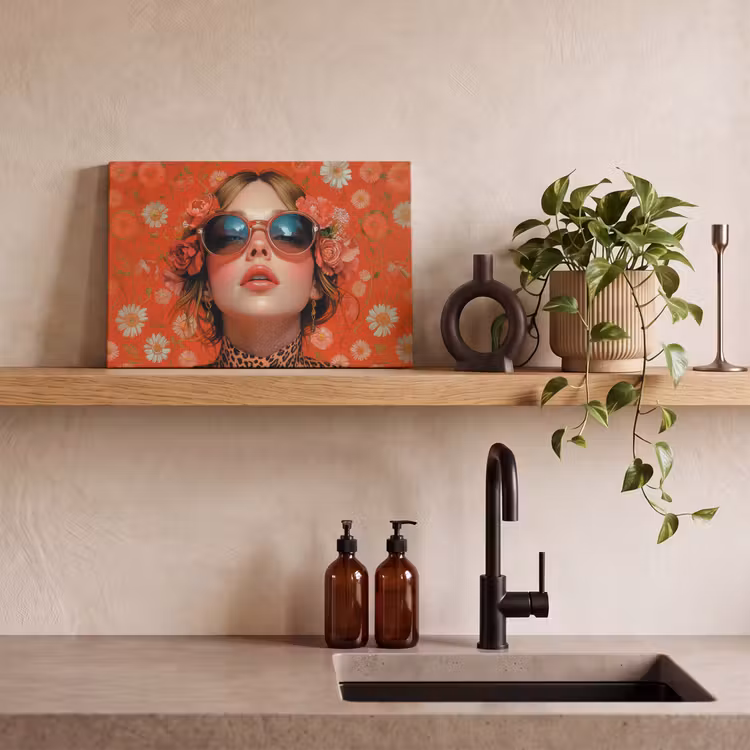 Canvas schilderij - Vrouw - Kleurrijk - Dierenprint - Bloemen — 4