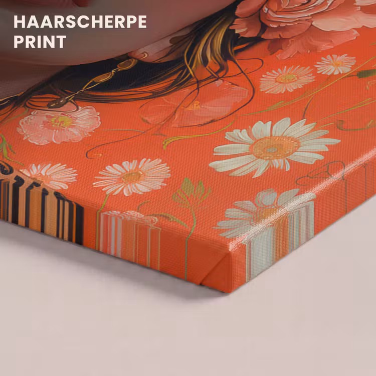 Canvas schilderij - Vrouw - Kleurrijk - Dierenprint - Bloemen — 5