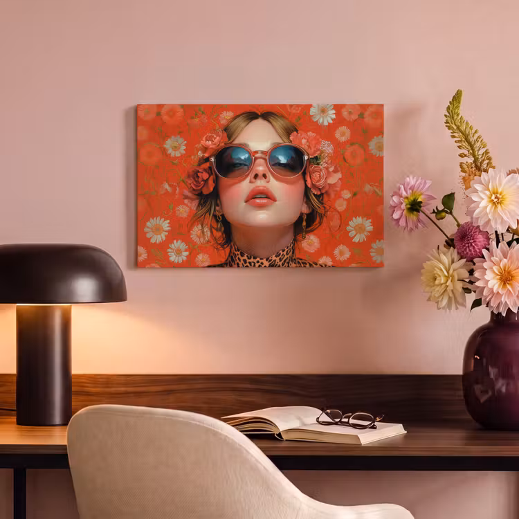 Canvas schilderij - Vrouw - Kleurrijk - Dierenprint - Bloemen — 6