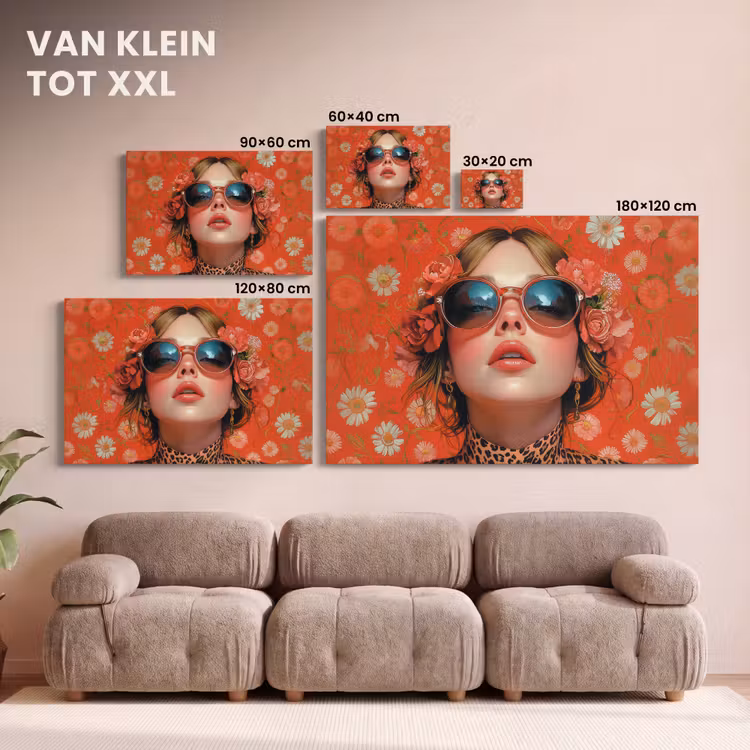Canvas schilderij - Vrouw - Kleurrijk - Dierenprint - Bloemen — 7