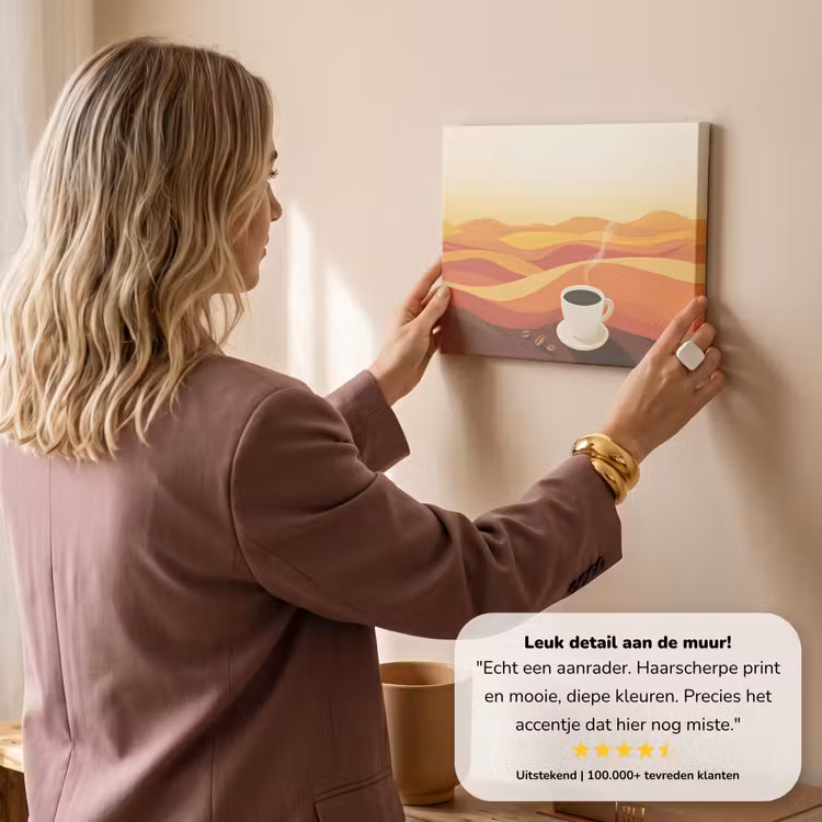 Canvas schilderij - Koffie - Landschap - Oranje - Koffiebonen — 3