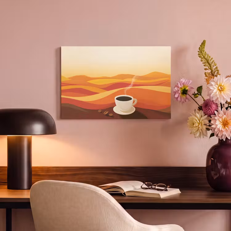 Canvas schilderij - Koffie - Landschap - Oranje - Koffiebonen — 6