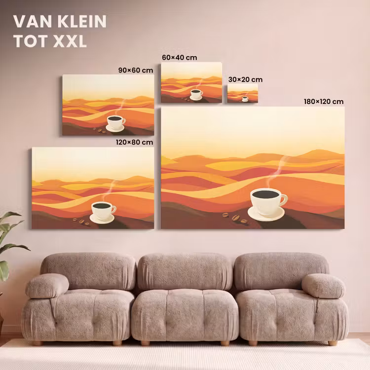 Canvas schilderij - Koffie - Landschap - Oranje - Koffiebonen — 8