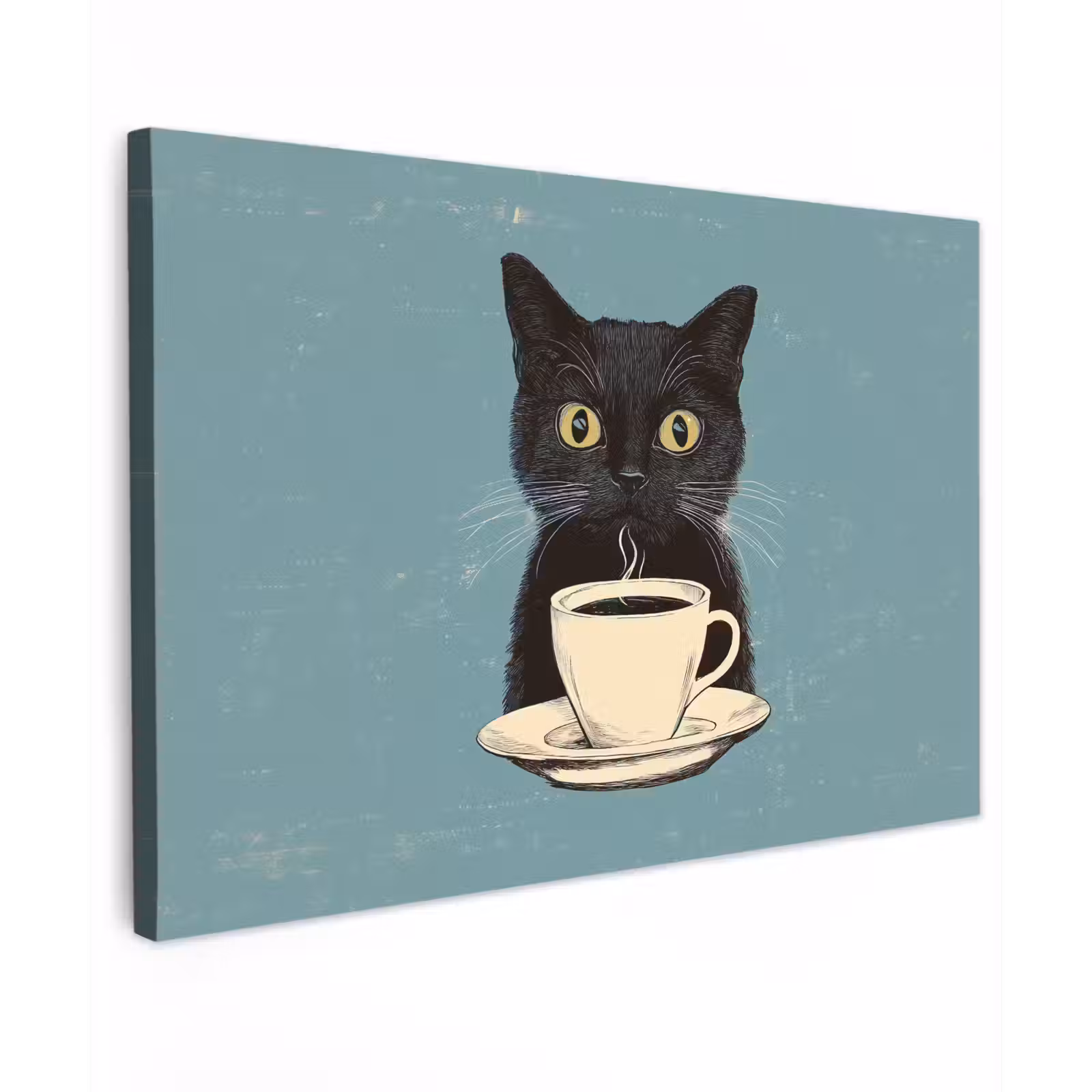 Canvas schilderij - Kat - Zwart - Koffie - Minimalistisch — 1