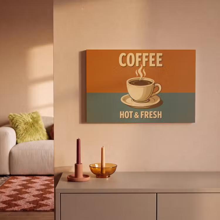 Canvas schilderij - Koffie - Kop - Vintage - Quote — 2