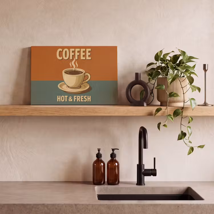 Canvas schilderij - Koffie - Kop - Vintage - Quote — 4