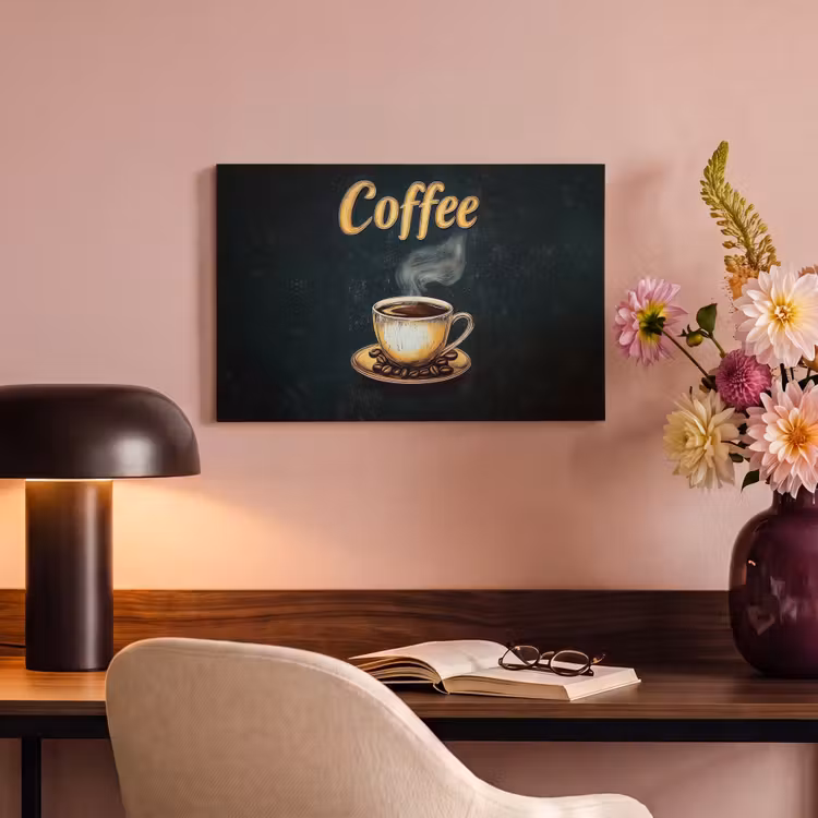 Canvas schilderij - Koffie - Schotel - Koffiebonen - Retro — 6
