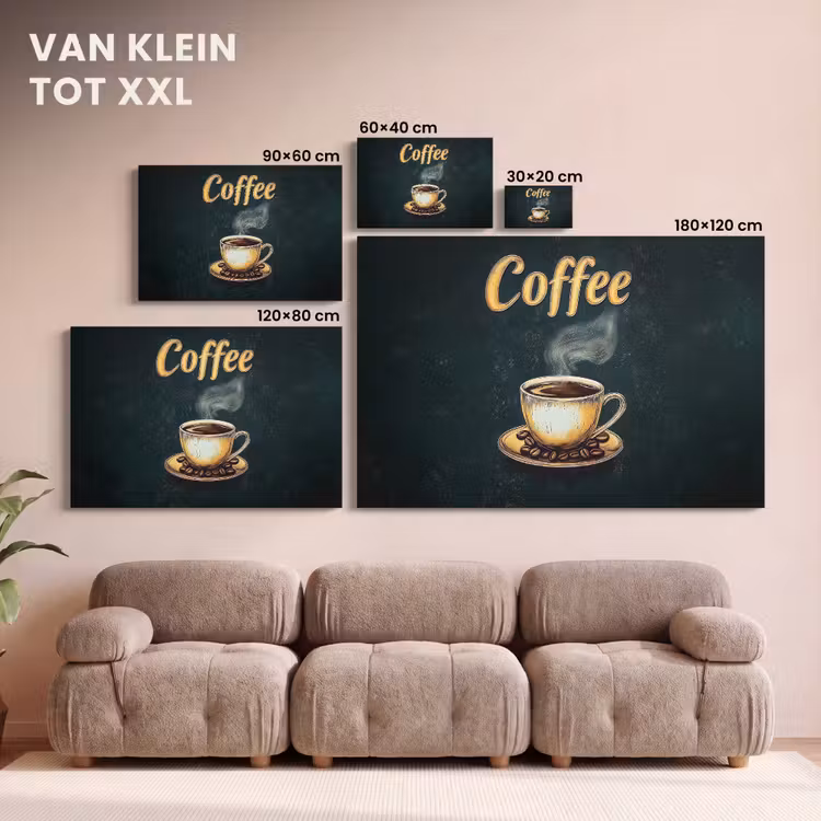 Canvas schilderij - Koffie - Schotel - Koffiebonen - Retro — 8
