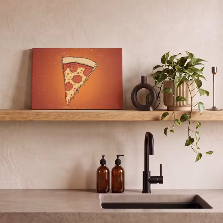 Canvas schilderij - Pizza - Kaas - Rood - Pepperoni — 4