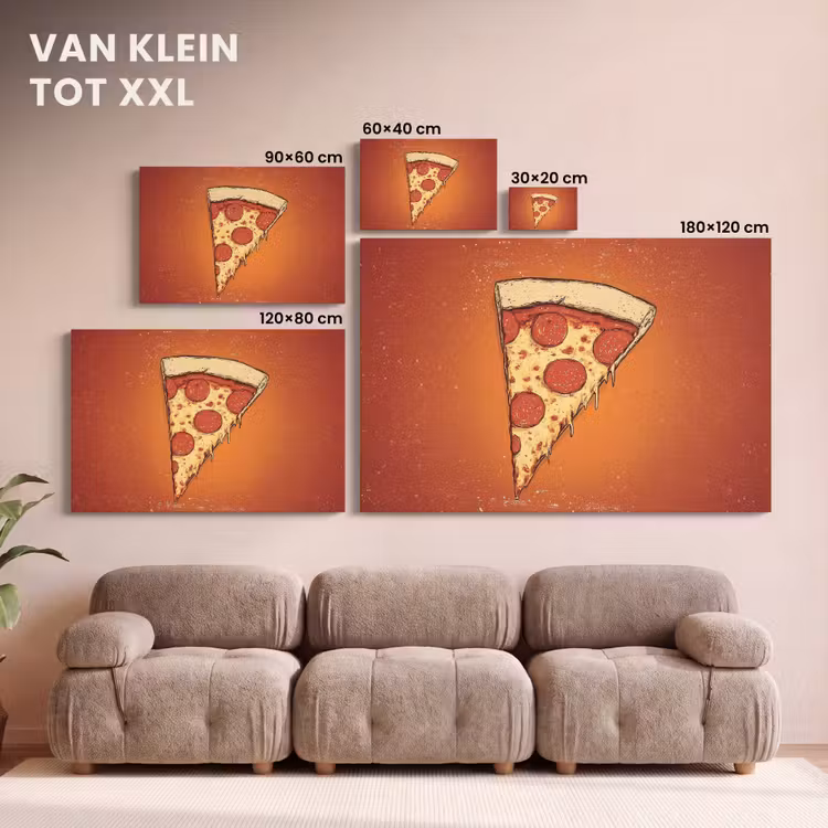 Canvas schilderij - Pizza - Kaas - Rood - Pepperoni — 8