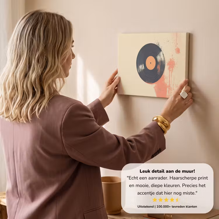 Canvas schilderij - Vinylplaat - Zwart - Verfspatten - Retro — 3