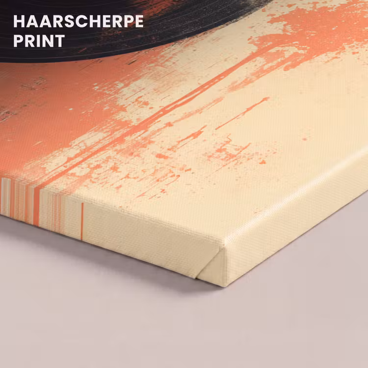 Canvas schilderij - Vinylplaat - Zwart - Verfspatten - Retro — 5