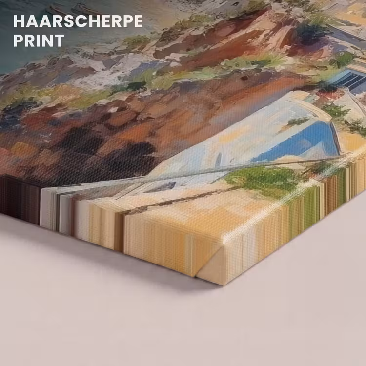 Canvas schilderij - Kustdorp - Schilderij - Rotsen - Boten — 5