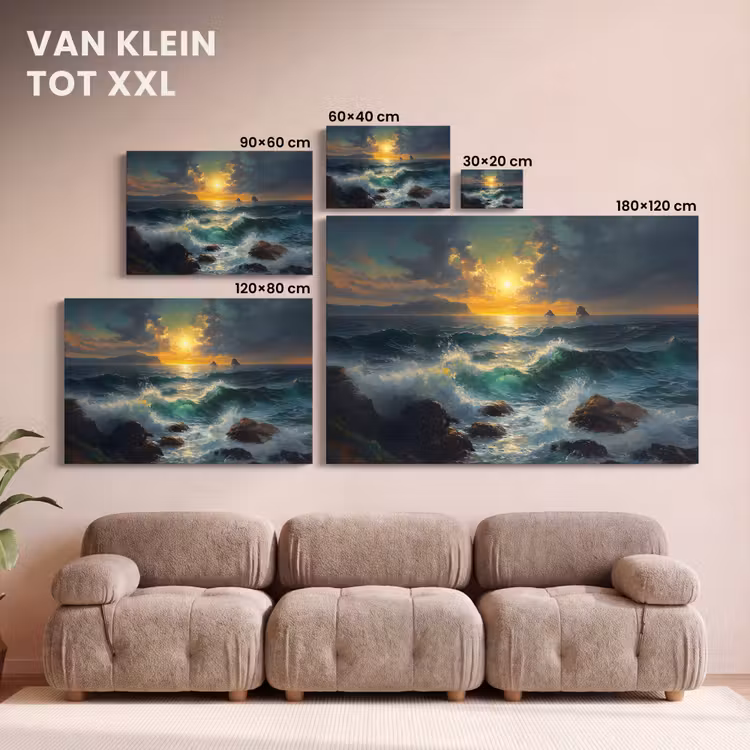Canvas schilderij - Zee - Zon - Golven - Rotsen — 8