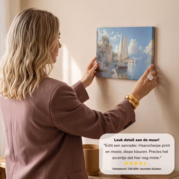 Canvas schilderij - Zeilschip - Huizen - Kade - Zee — 3