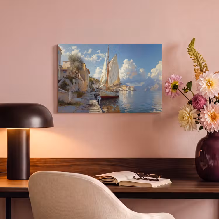 Canvas schilderij - Zeilschip - Huizen - Kade - Zee — 6